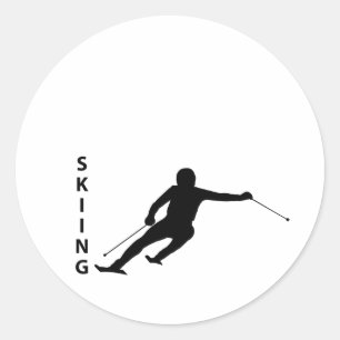 Skiing Classic Round Sticker