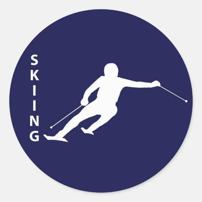 Skiing Classic Round Sticker (Front)