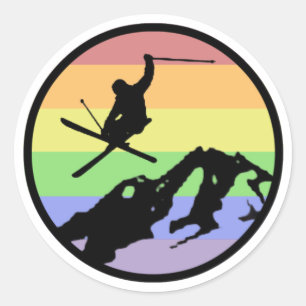 Skiing Classic Round Sticker