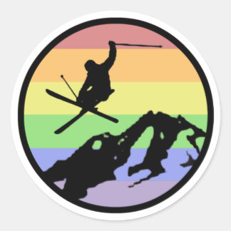 Skiing Classic Round Sticker