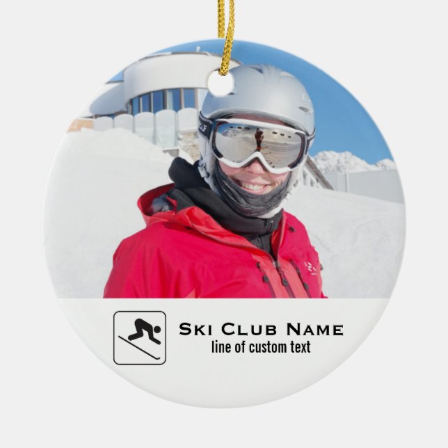 Skiing Club Ski Team Skier Custom Photo Collage Ceramic Tree Decoration (Front)