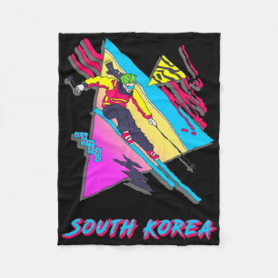 Skiing Colourful Ski Adventure In South Korea Fleece Blanket