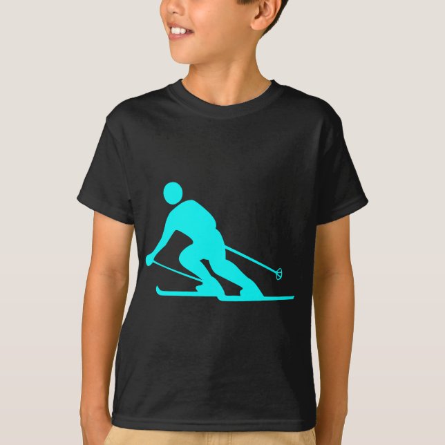 Skiing - Cyan T-Shirt (Front)