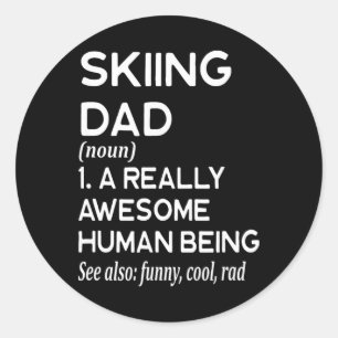 Skiing Dad Definition - Ski Skiing Skier Classic Round Sticker