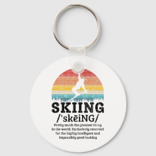 Skiing Definition Funny Retro Vintage Ski Skier Gr Key Ring