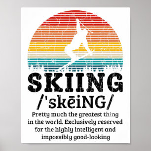 Skiing Definition Funny Retro Vintage Ski Skier Gr Poster