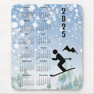 Skiing Design 2025 Calendar  Mouse Pad