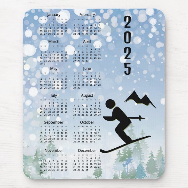 Skiing Design 2025 Calendar  Mouse Pad (Front)