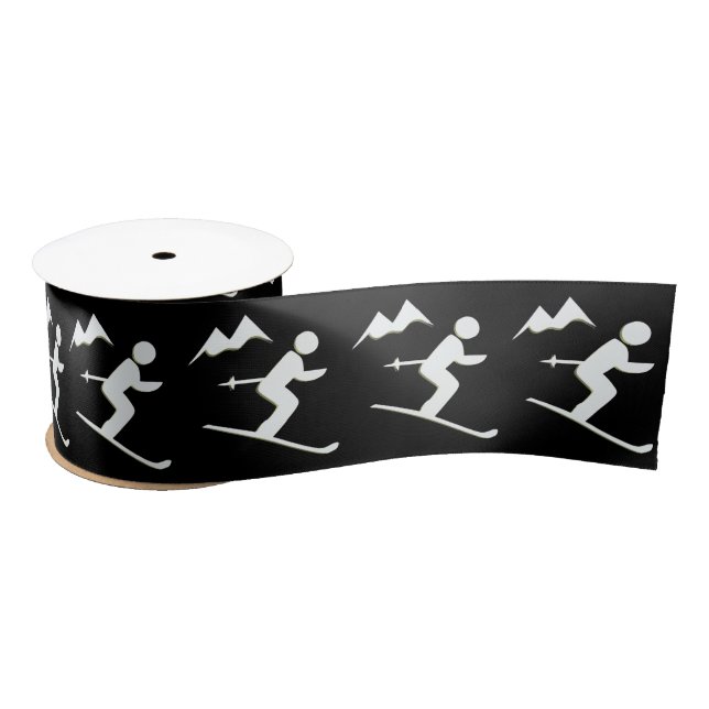 Skiing Design Ribbon Satin Ribbon (Spool)