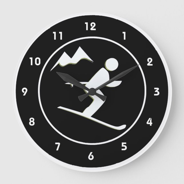 Skiing Design Wall Clock (Front)