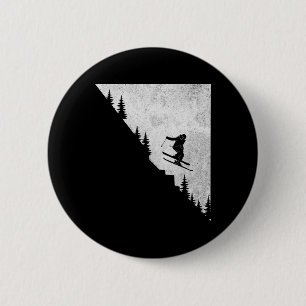 Skiing Downhill Skier Freestyle Extreme Winter Spo 6 Cm Round Badge