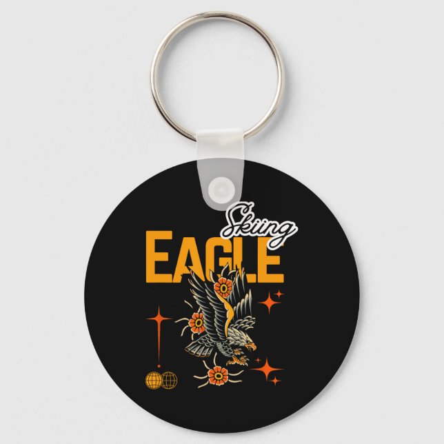 Skiing Eagle  Key Ring (Front)