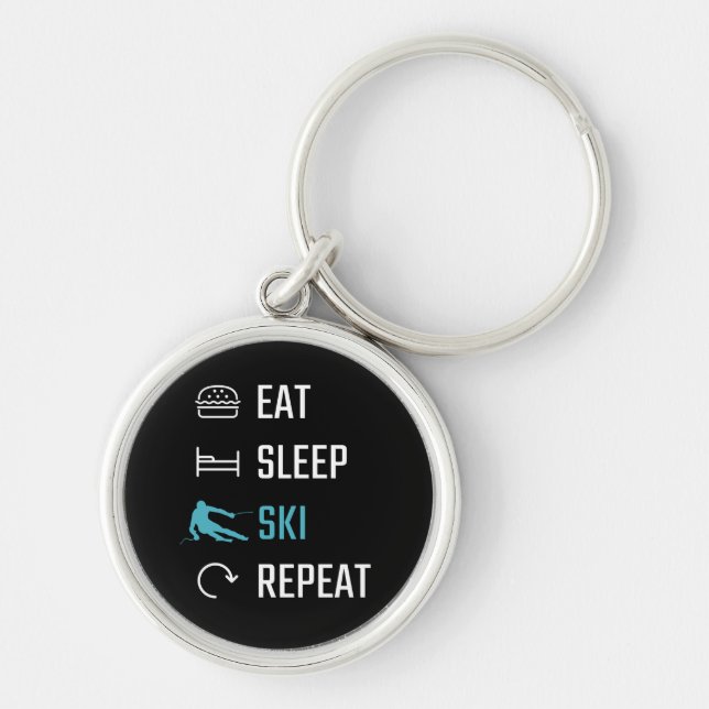 Skiing - Eat Sleep Skiing Repeat Key Ring (Front)