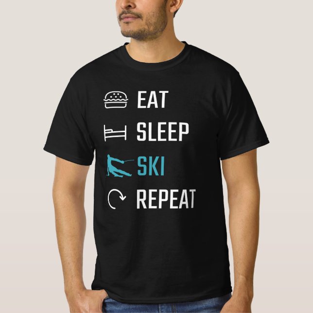 Skiing - Eat Sleep Skiing Repeat T-Shirt (Front)