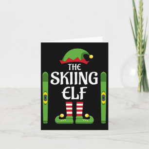 Skiing Elf Family Matching Group Christmas Ski Card