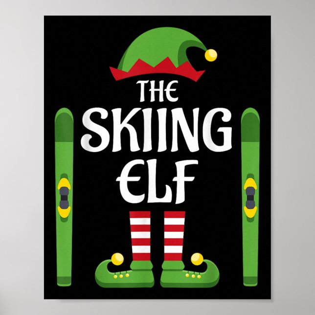 Skiing Elf Family Matching Group Christmas Ski  Poster (Front)