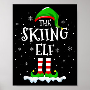 Skiing Elf Squad Xmas Family Matching Group Christ Poster
