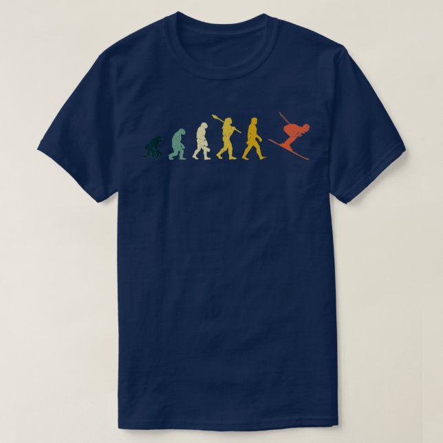 Skiing Evolution for Skiiers and Ski Lover T-Shirt (Design Front)