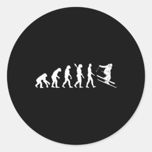 Skiing Evolution Funny Skier Freestyle Ski Winter  Classic Round Sticker