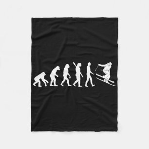 Skiing Evolution Funny Skier Freestyle Ski Winter Fleece Blanket
