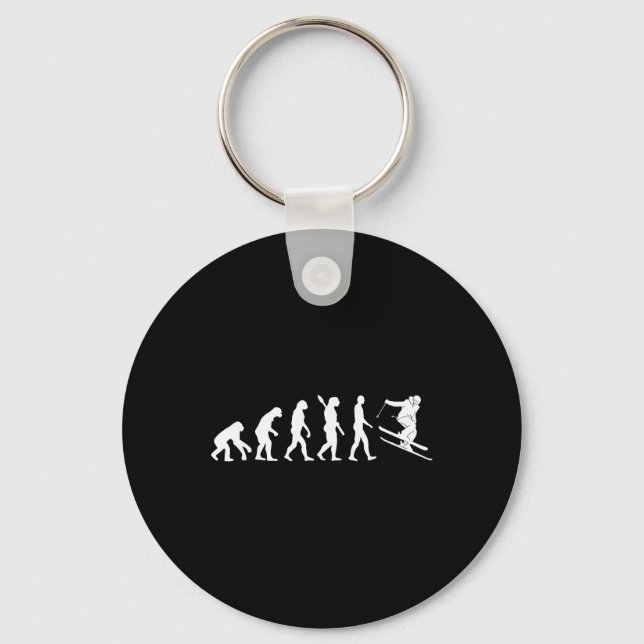 Skiing Evolution Funny Skier Freestyle Ski Winter  Key Ring (Front)