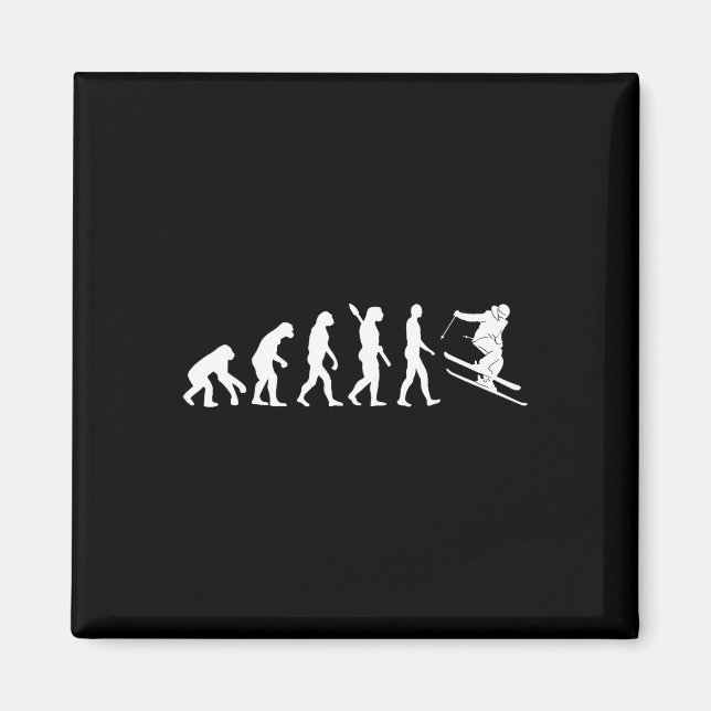 Skiing Evolution Funny Skier Freestyle Ski Winter  Magnet (Front)