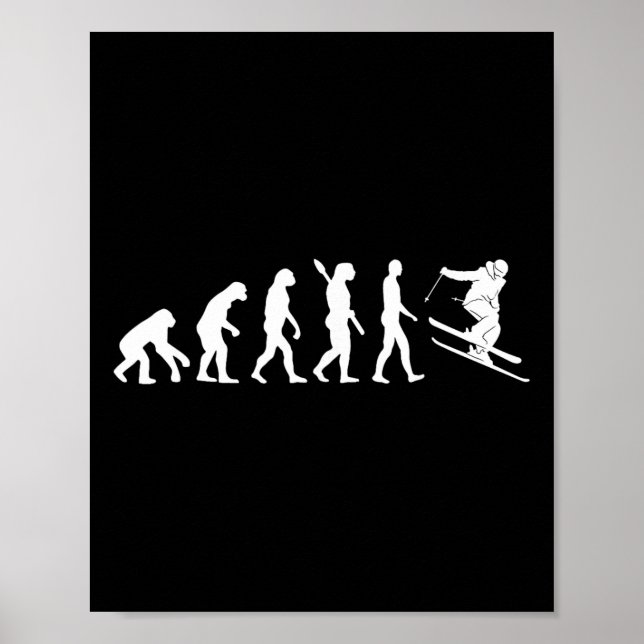 Skiing Evolution Funny Skier Freestyle Ski Winter  Poster (Front)