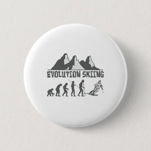 Skiing Evolution Ski Gear For Skiers Designs 6 Cm Round Badge