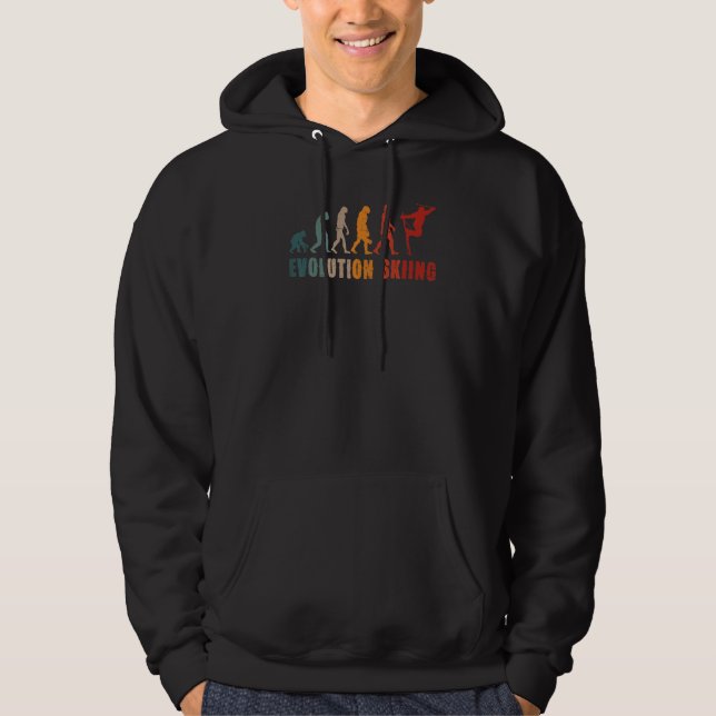 Skiing Evolution Ski Gear For Skiers Designs   Hoodie (Front)