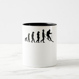 Skiing Evolution Two-Tone Coffee Mug
