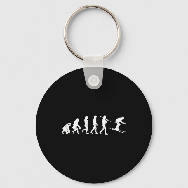 Skiing Evolution Winter Sport Downhill Ski Snowboa Key Ring (Front)