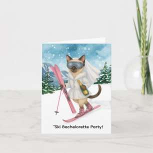 Skiing for Bride on slope Bachelorette Party Invitation