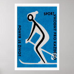 Skiing for Health - Matchbox Print - Czech Wall