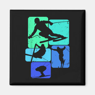 Skiing For Skiier Retro Mens Ski Magnet