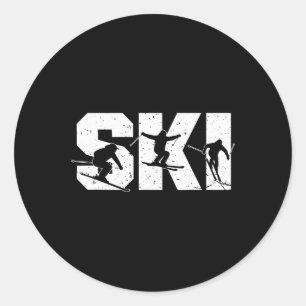 Skiing Freestyle Ski Squad Funny Extreme Winter Sp Classic Round Sticker