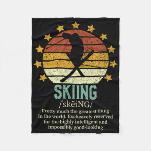 Skiing Funny Fake Definition Ski Lover Downhill Sk Fleece Blanket