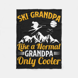 Skiing Funny Ski Grandpa A Normal Grandpa Only Coo Fleece Blanket