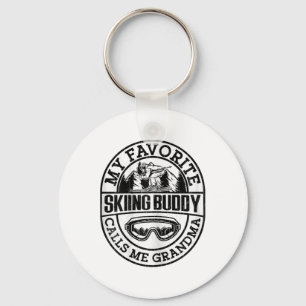 Skiing Funny Skiing Buddy Grandma Snow Ski Lover G Key Ring