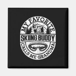 Skiing Funny Skiing Buddy Grandma Snow Ski Lover G Magnet