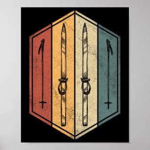 Skiing Gifts For Dad Men Women Vintage Skis Skiers Poster