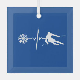 Skiing Glass Tree Decoration