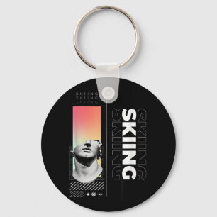 Skiing Greek Statue Winter Sports Snow Mountain T- Key Ring