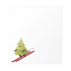 Skiing Happy Pine Tree Winter Notepad