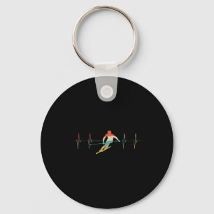 Skiing Heartbeat Retro Ecg Ekg Skii Key Ring