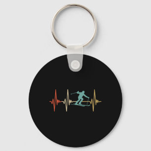 Skiing Heartbeat Retro Vintage Cool Design For Ski Key Ring