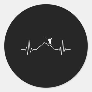 Skiing Heartbeat Ski Gift For Skiers _1 Classic Round Sticker