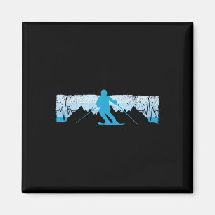 Skiing Heartbeat Ski Gift For Skiers Magnet