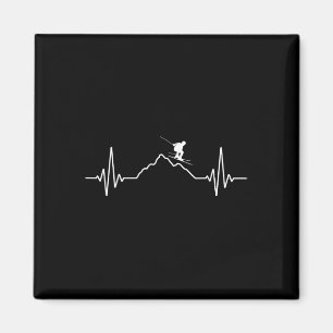 Skiing Heartbeat Ski Gift For Skiers  Magnet