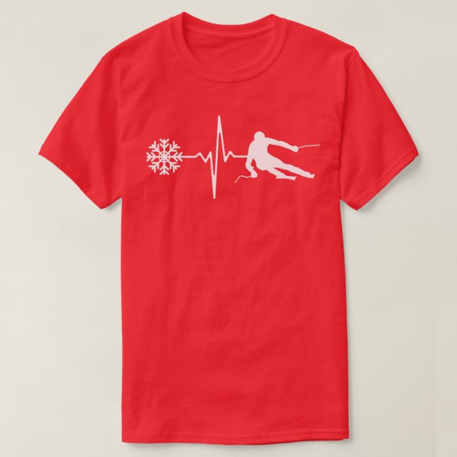 Skiing Heartbeat T-Shirt (Design Front)