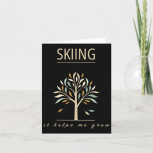 Skiing Helps Me Grow Colourful Tree Mountain Slope Card